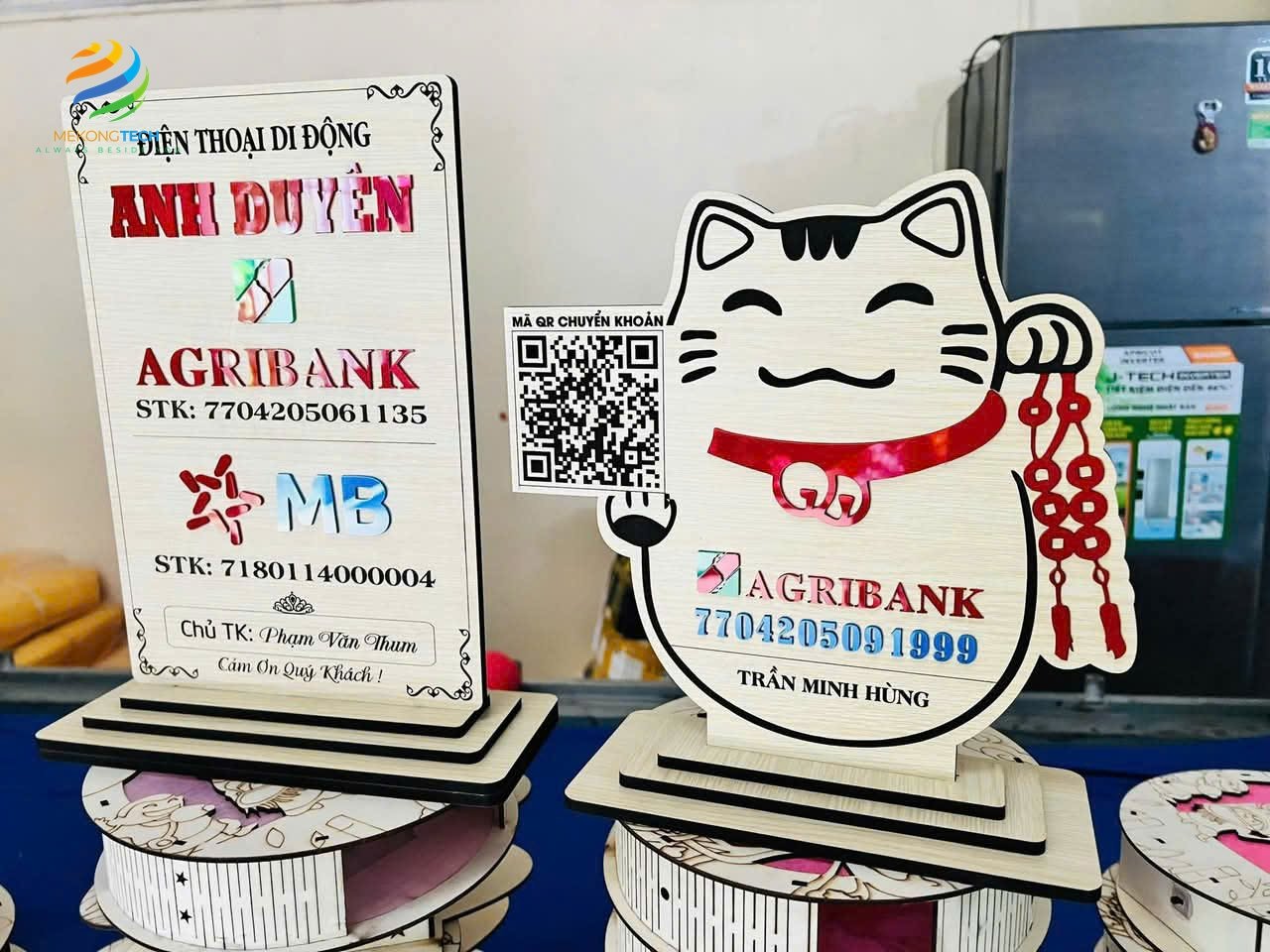 Chuyên mua bán bảng mã qr code quét thanh toán chuyển khoản qua ngân hàng bằng gỗ